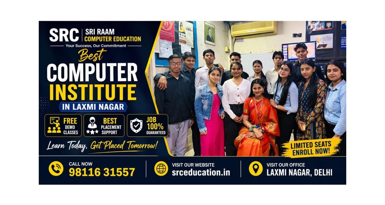 Best computer institute near me in Laxmi Nagar with students at SRC Education