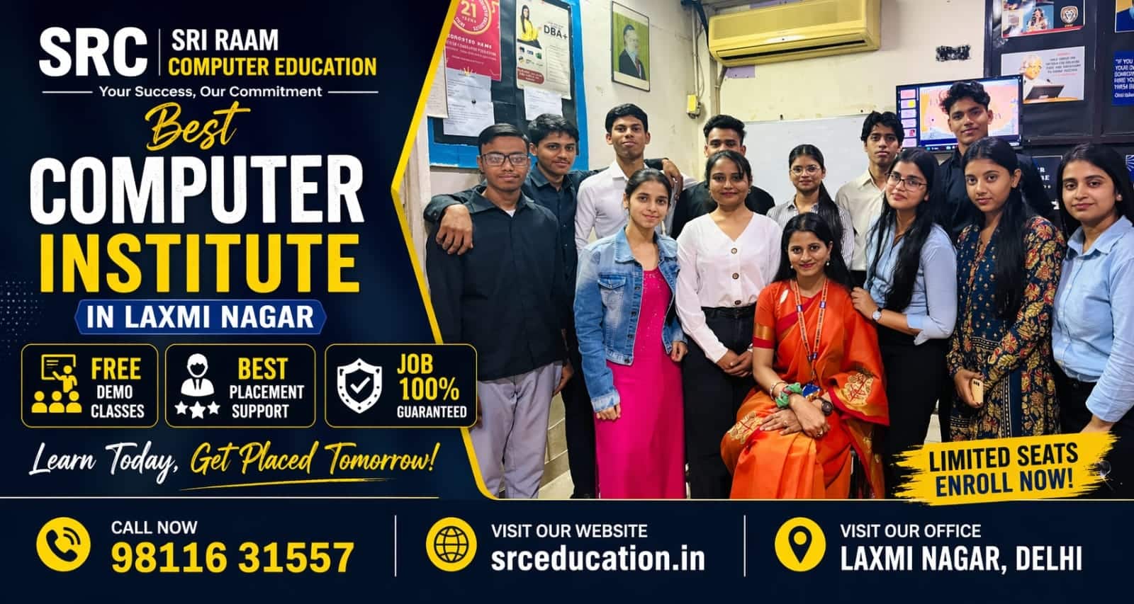 Students learning at best computer institute near me
