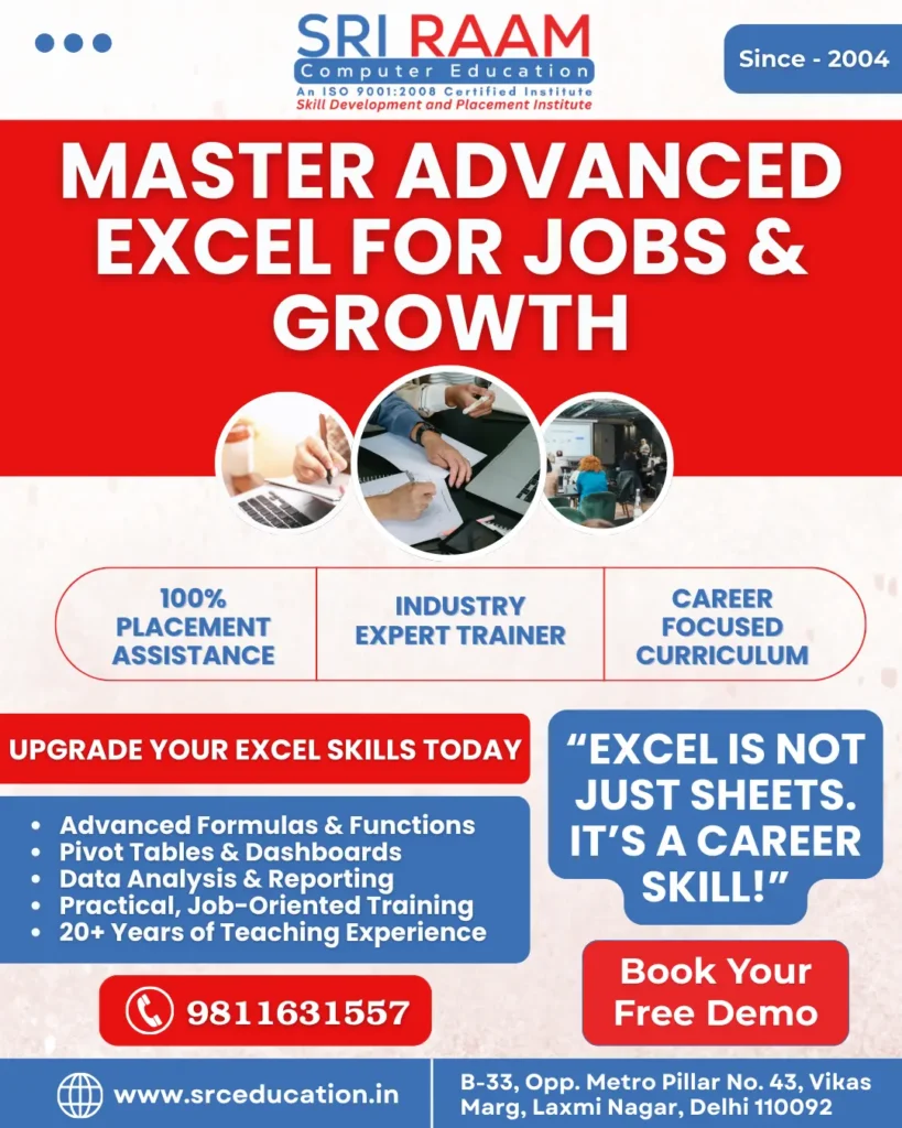 Best Advanced Excel Course in Laxmi Nagar | Best Advanced Excel Institute in Laxmi Nagar