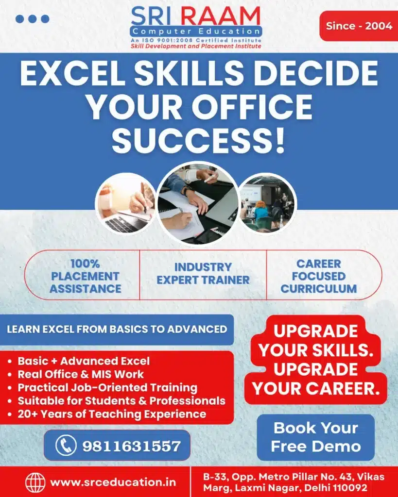 Best Excel Course in Laxmi Nagar | Best Excel Institute in Laxmi Nagar