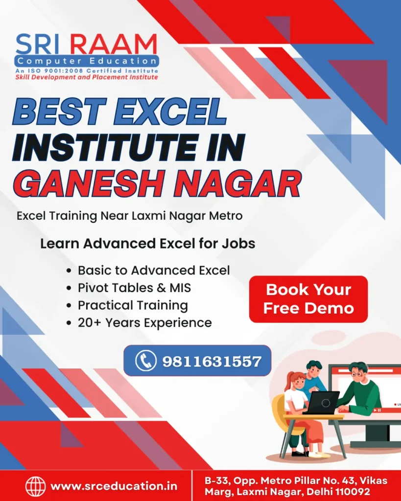 Best Training Institute For Excel Course in Ganesh Nagar